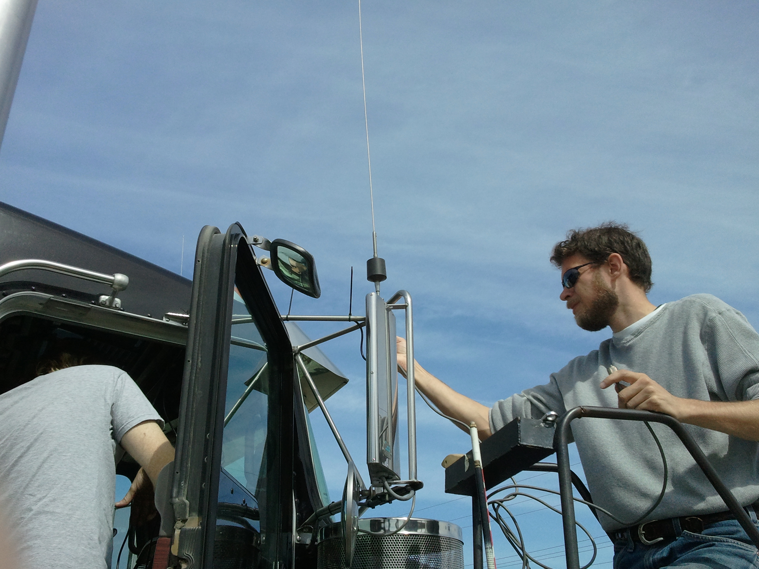 Technician Jason installing radio