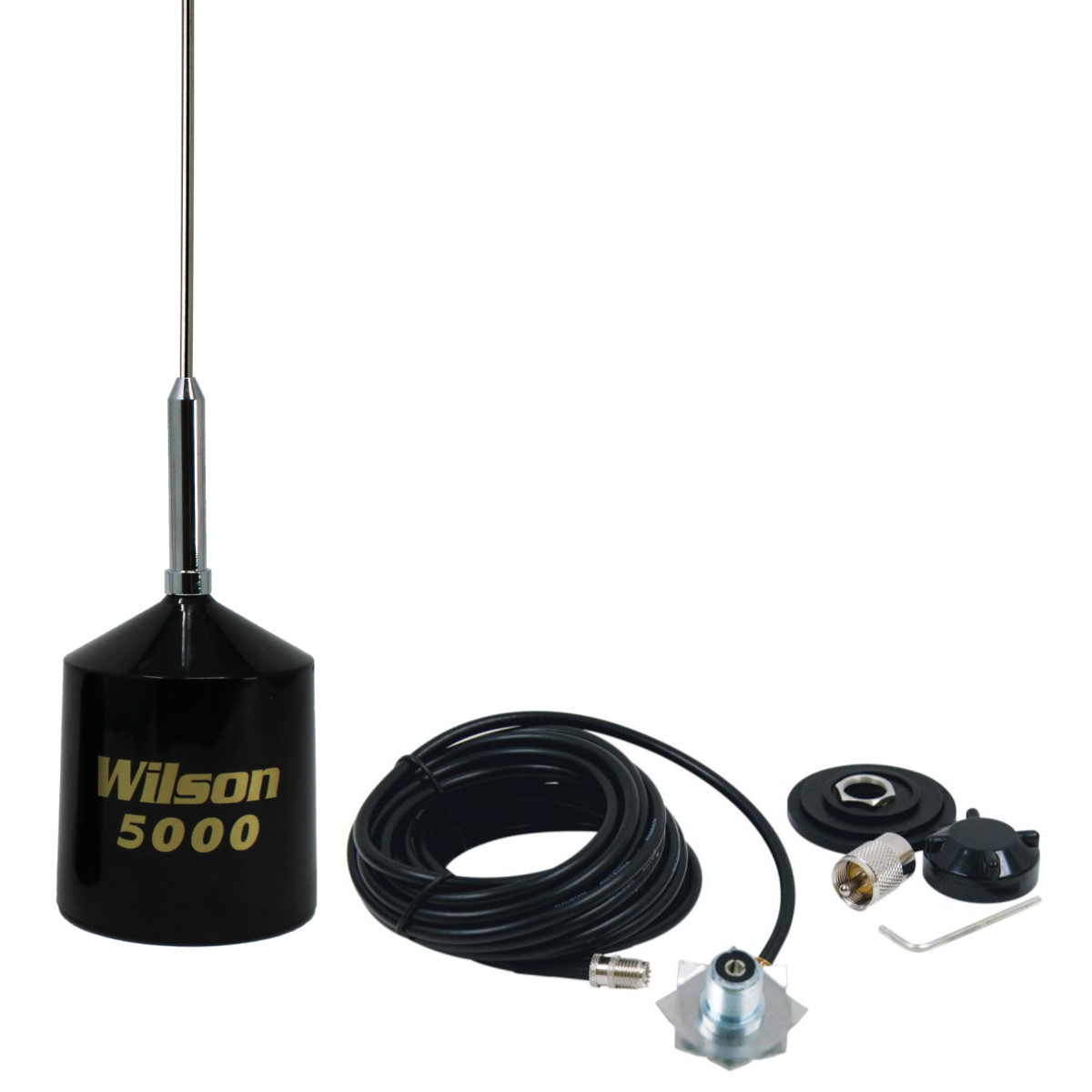 Wilson Antenna CB Serie T2000 Per Camionisti - 3500 Watt, Bobina Aria, Fusto Da 25cm E Frusta In Acciaio Inox