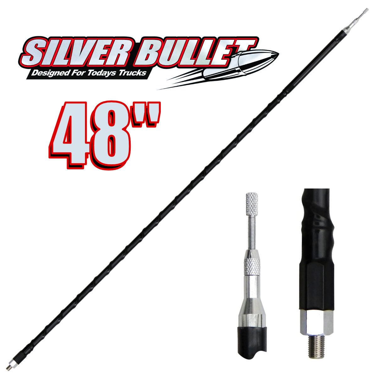 Driver Extreme 48in Silver Bullet Fiberglass CB Antenna DRX-4481