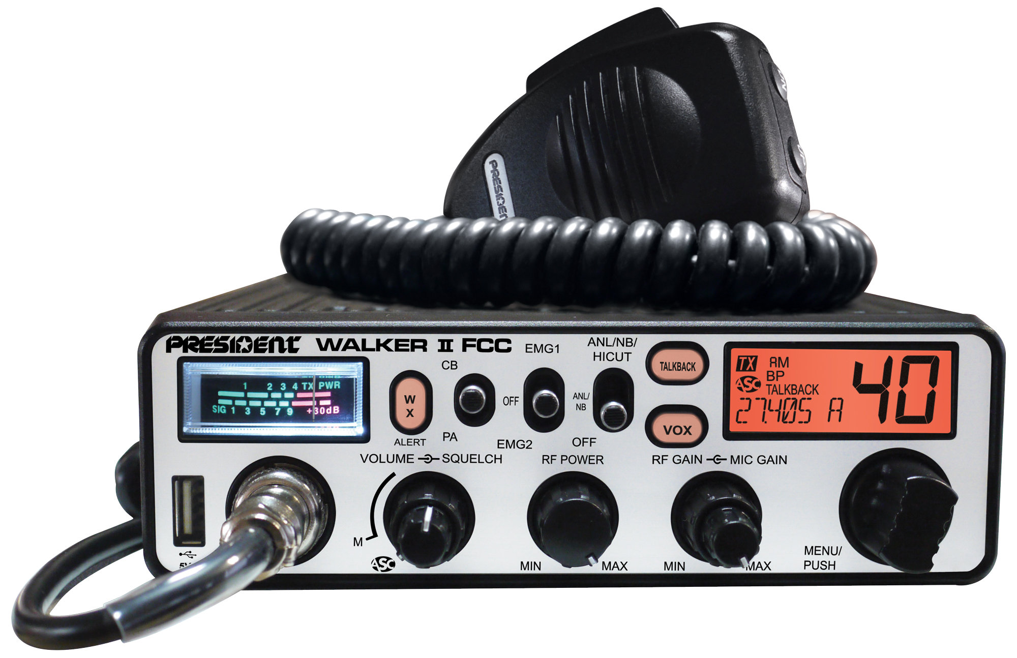 kruising Verantwoordelijk persoon Nodig hebben President Walker III FM FCC CB Radio with USB | Walcott Radio