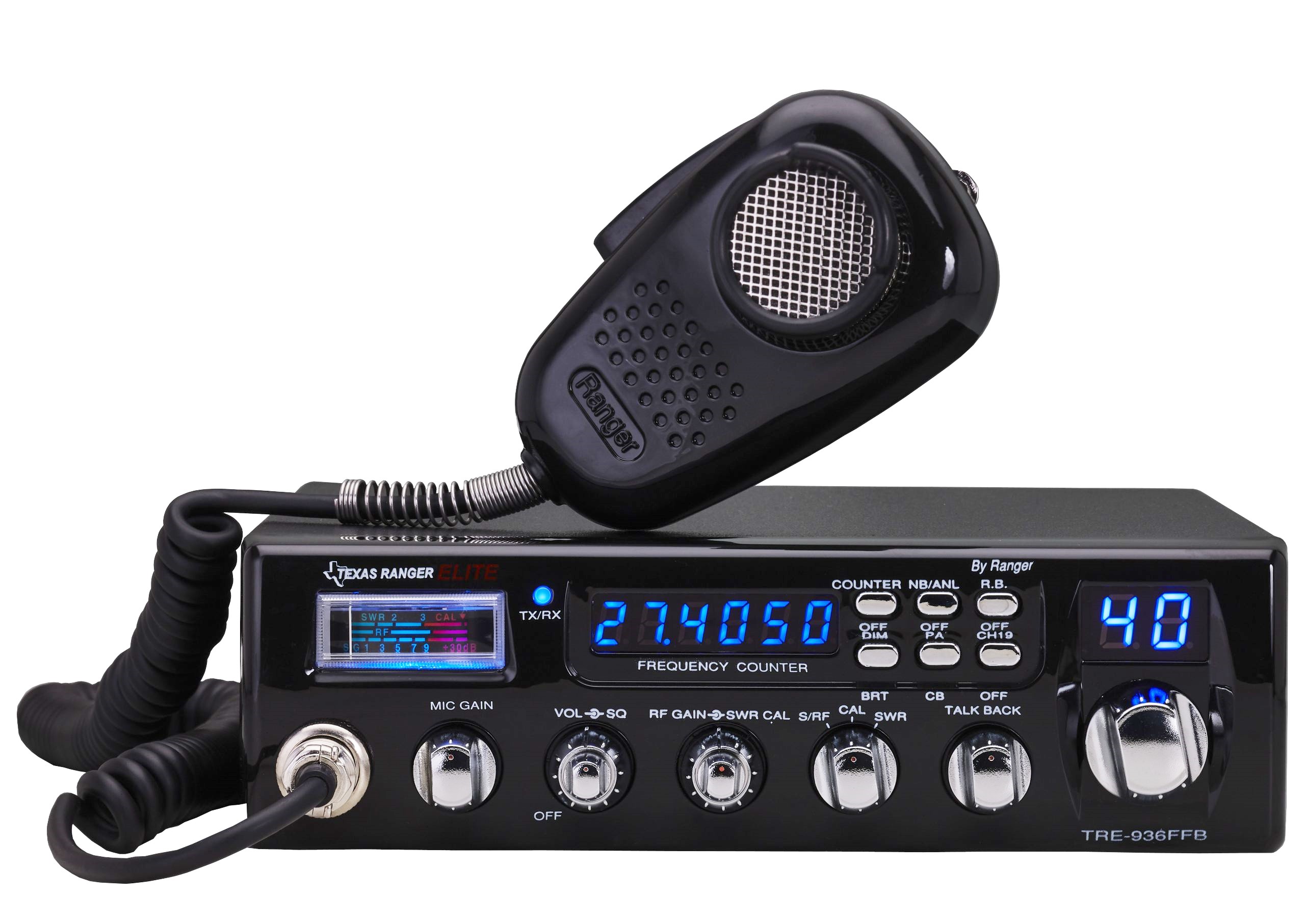 Texas Ranger TRE936FFB CB Radio with SWR Meter and Talkback.