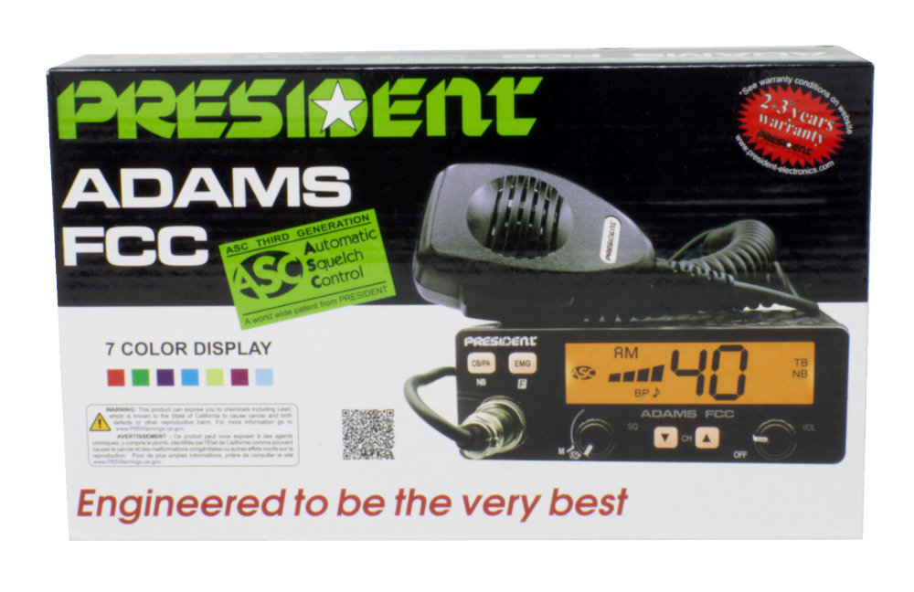 President ADAMS CB Radio Compact Digital CB Radio