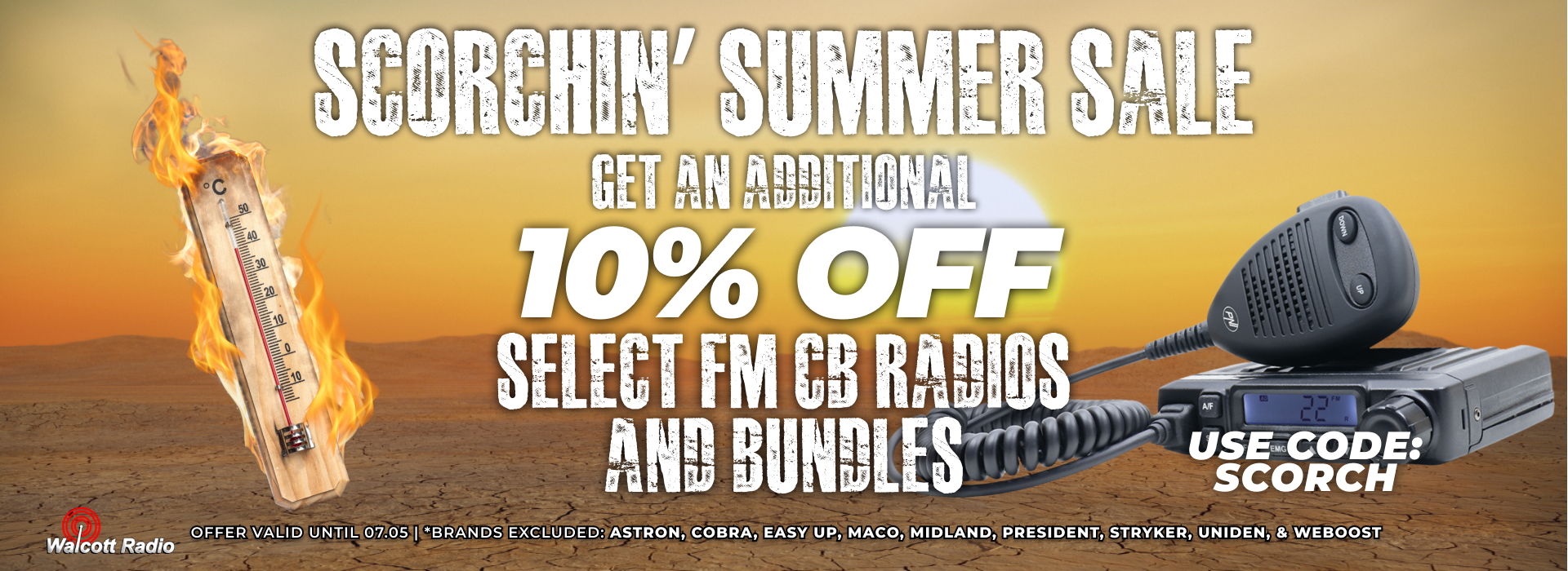 Get an additional 10 off select FM CB radios and radio bundles