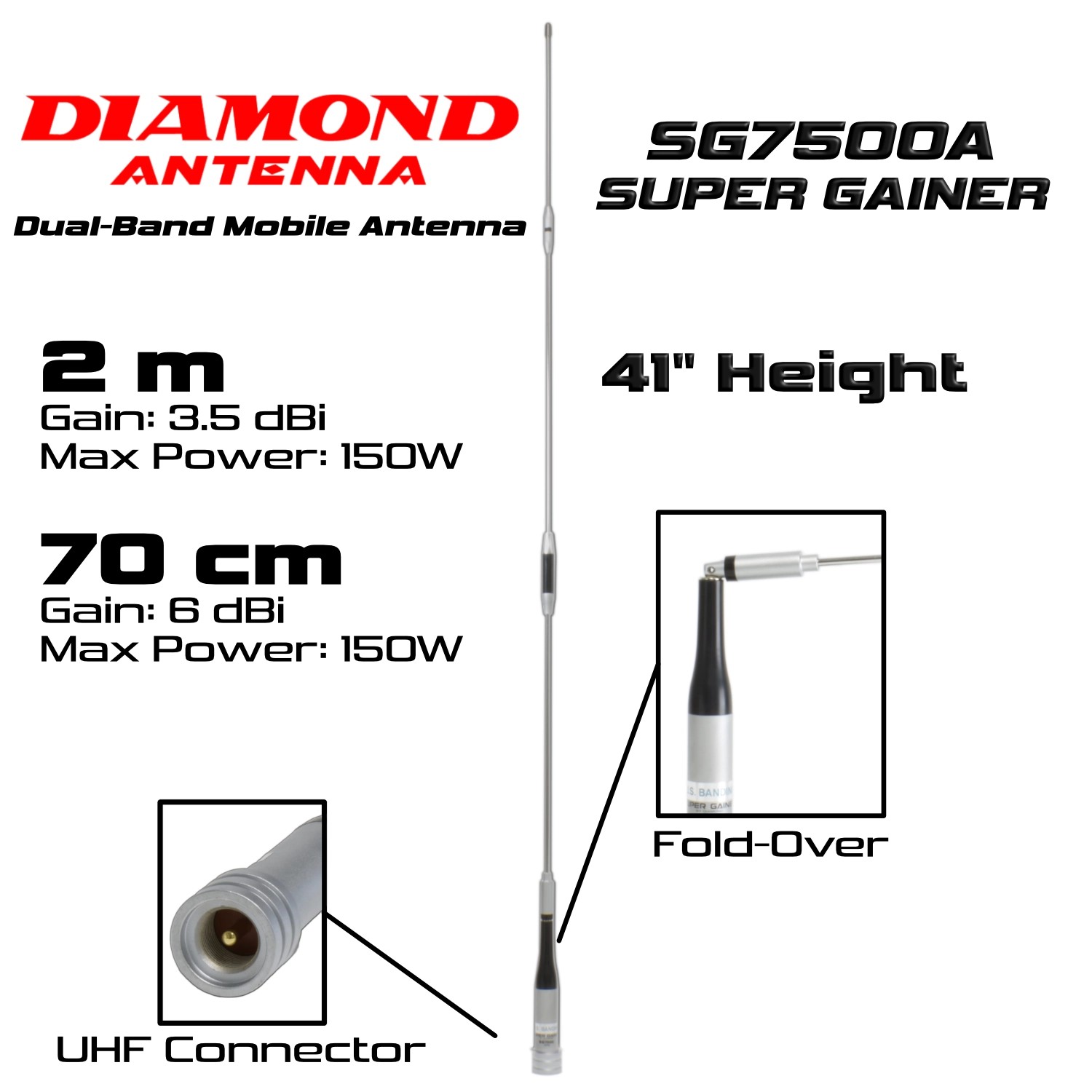 Diamond Antenna SG7500A Dual-band Mobile Antenna UHF - 41