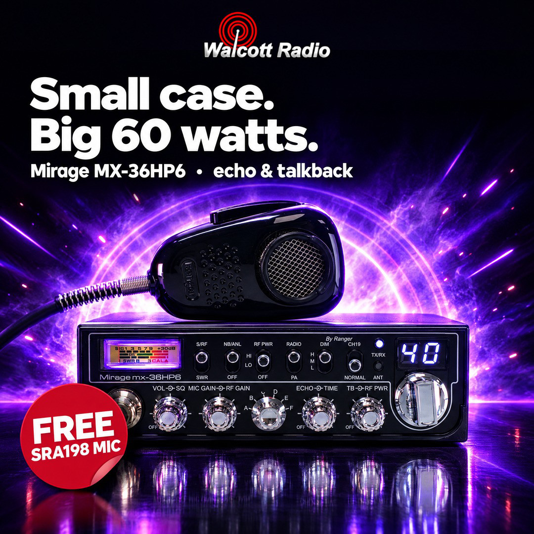 Mirage MX36HP6 60 Watt 10 Meter Radio with Echo & Noise Canceling Mic