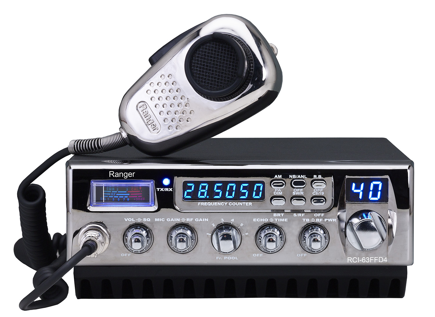 Ranger RCI63FFD4 350 + Watts Modulation 10 Meter Radio.