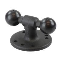 RAM 2.5 in Round Base with Post & Two 1 Inch Balls - Double Ball Mount Base