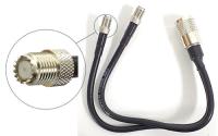 DUAL Mini-UHF (F) to PL-259 (M) 1ft Coax Adapter Cable