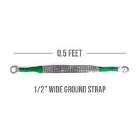 6 Inch Long Half Inch Wide Tinned Copper Ground Strap with Ring Terminals
