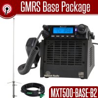 Midland MXT500 GMRS Base Station Bundle with Custom Radio Stand/Power Supply with 5' GMRS Base Antenna and Cable