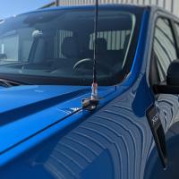 CB antenna system mounted to a Ford Maverick Truck
