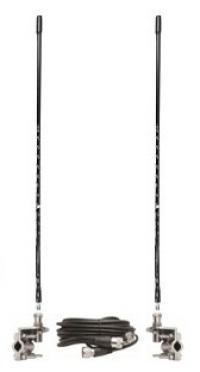 Three Foot Tall CB Antenna Kit - Black - With Coax and Mount - DUAL ANTENNA KIT