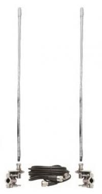 Two Foot CB Antenna Kit - White - With Coax and Mount - DUAL ANTENNA KIT