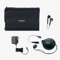 Protective carrying case, AC adapter, and portable shortwave antenna included with the Sangean ATS-909X2