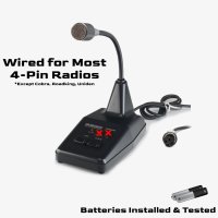 Desktop Microphone Wired for Most 4-Pin CB & 10 Meter Radios  | Includes Batteries & Testing