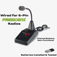 Desktop Microphone Wired for 6-Pin President Radios | Includes Batteries & Testing