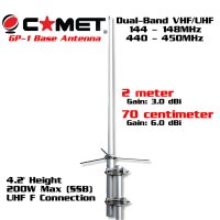 Comet GP-1  High Gain Dual-Band VHF/UHF Base Antenna - 4.2 Feet