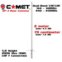 Comet GP-3  High Gain Dual-Band VHF/UHF Base Antenna - 5.8 Feet