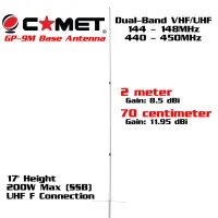 Comet GP-9M Ultra High Gain Dual-Band VHF/UHF Base Antenna - 17 Foot