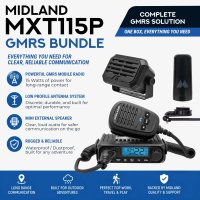 Midland MXT115P GMRS Bundle - Includes Low Profile Ghost Antenna, Lip Mount, And Mini Speaker