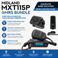 Midland MXT115P GMRS Bundle - Includes Low Profile Ghost Antenna, Lip Mount, And Mini Speaker