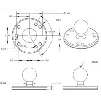 ram-b-202u Ram Mount Dimensions for Round base for 1 inch ball