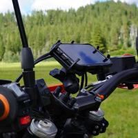 cell phone attached to a motorcycle using a spring loaded RAM mount