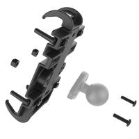 Rear view of a RAM Quick-Grip phone holder showing mounting holes and hardware