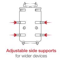 Illustration showing moveable side supports of a cell phone holder