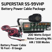 SuperStar SS-99VHP High Powered 10M Radio Package with Heavy Duty 8 Gauge Battery Power Cable (16ft)