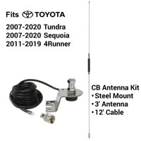 CB Antenna Kit  for Toyota Tundra, Sequoia (2007–2020), 4Runner (2011–2019) | Stainless Hood Mount + 3′ Steel Whip + 12' Cable