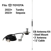 Antenna Package For Toyota Tundra ('22+) Sequoia ('23+) - Includes 3' Metal Whip CB Antenna, Fender Mount, & Coax Cable