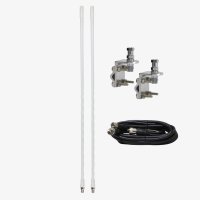 Two Foot CB Antenna Kit - White - With Coax and Mount - DUAL ANTENNA KIT