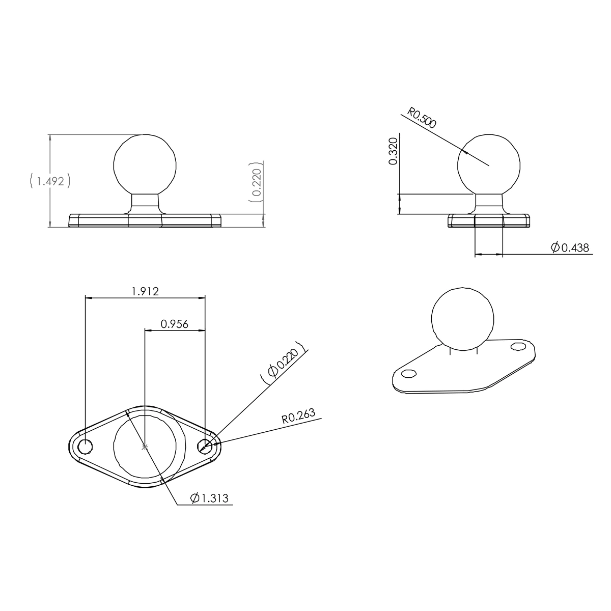 dimensions for the ram-b-238