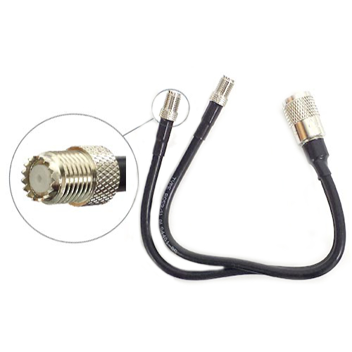 DUAL Mini-UHF (F) to PL-259 (M) 1ft Coax Adapter Cable