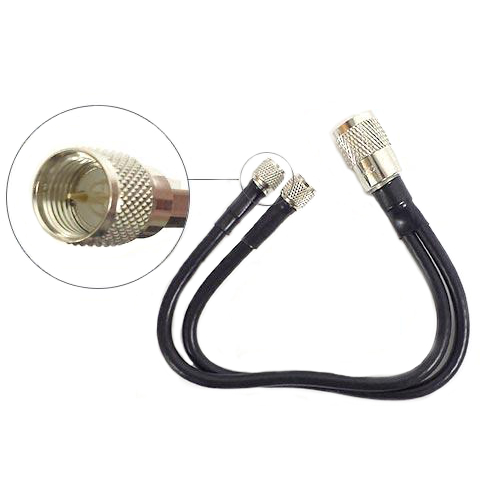 Dual Mini-UHF (M) to PL-259 (M) 1ft Coax Adapter Cable