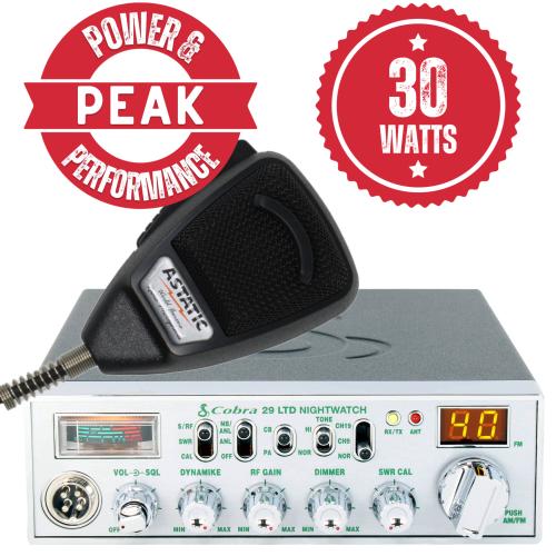 Cobra 29 NightWatch CB with Peak Performance and Astatic Mic - Maximum Performance and Upgraded Microphone