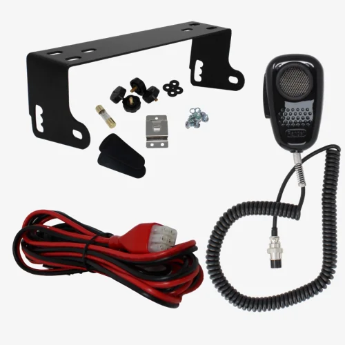 SRA198 noise canceling microphone, mounting hardware, and 6 pin power cord included with the Mirage MX36HP6 radio