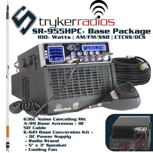 Stryker SR-955HPC+ Base Station Package - 636L Noise Canceling Mic, Custom Radio Stand / Power Supply, A99 Base Antenna, and Cable