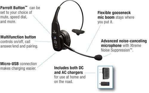 thumbnail image 2 of Blue Parrott B350-XT Bluetooth Noise Cancelling Headset – PREOWNED – Single Ear 2 of 6