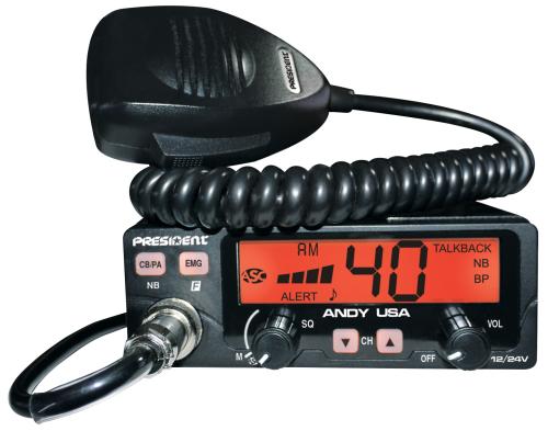 President ANDY Compact 12 and 24 volt CB Radio with Large LCD Screen - Discontinued - No Return - Cl