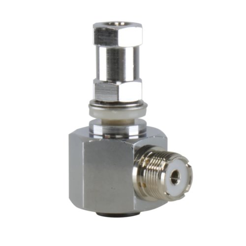 Right-angle CB antenna stud with side PL-259 connector