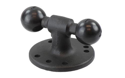 RAM 2.5 Round Base with Post & Two 1 Inch Balls - Double Ball Mount Base