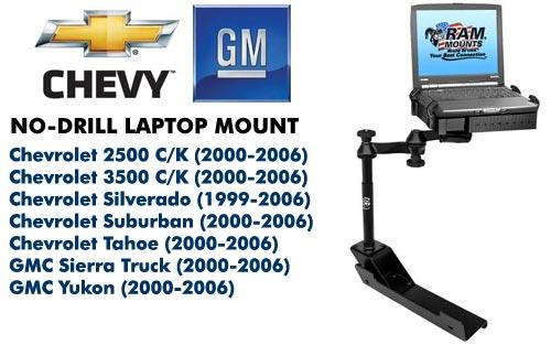 RAMVB102SW1 No-Drill Laptop Mount for Chevy Silverado, Suburban,