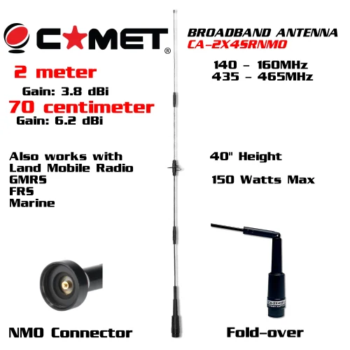 Comet CA-2XS4R broadband ham radio antenna with nmo connection