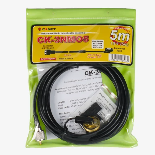 Packaging for the Comet CK-3NMO 5 meter cable with NMO antenna connection