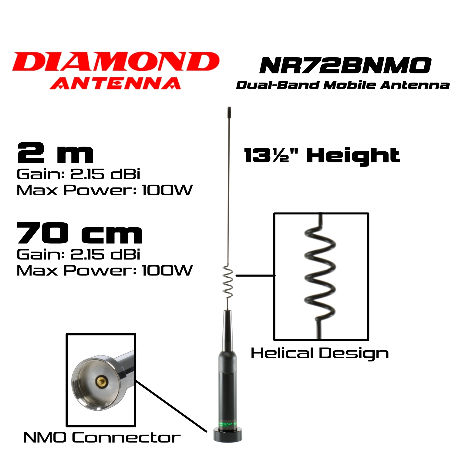 diamond antenna nr72bnmo with nmo connection for 2m / 70cm radios