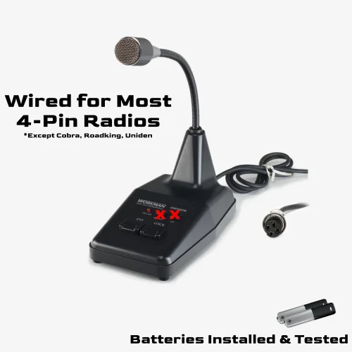 desktop microphone for 4-pin cb and 10 meter radios, excluding Cobra, Roadking, and Uniden