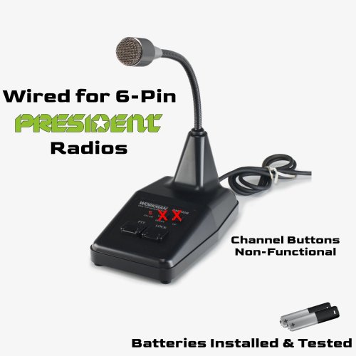 Desktop Microphone Wired for 6-Pin President Radios | Includes Batteries & Testing