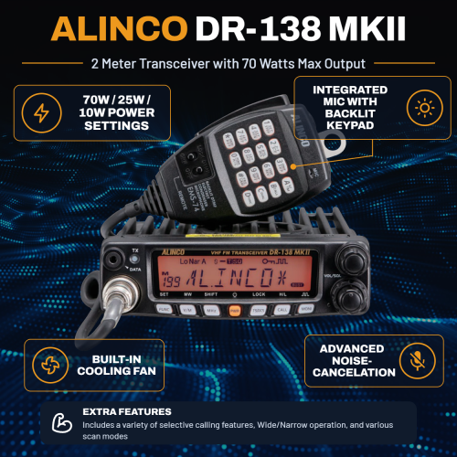 Alinco DR-138MkII VHF Mobile Transceiver – 70W High Power Radio